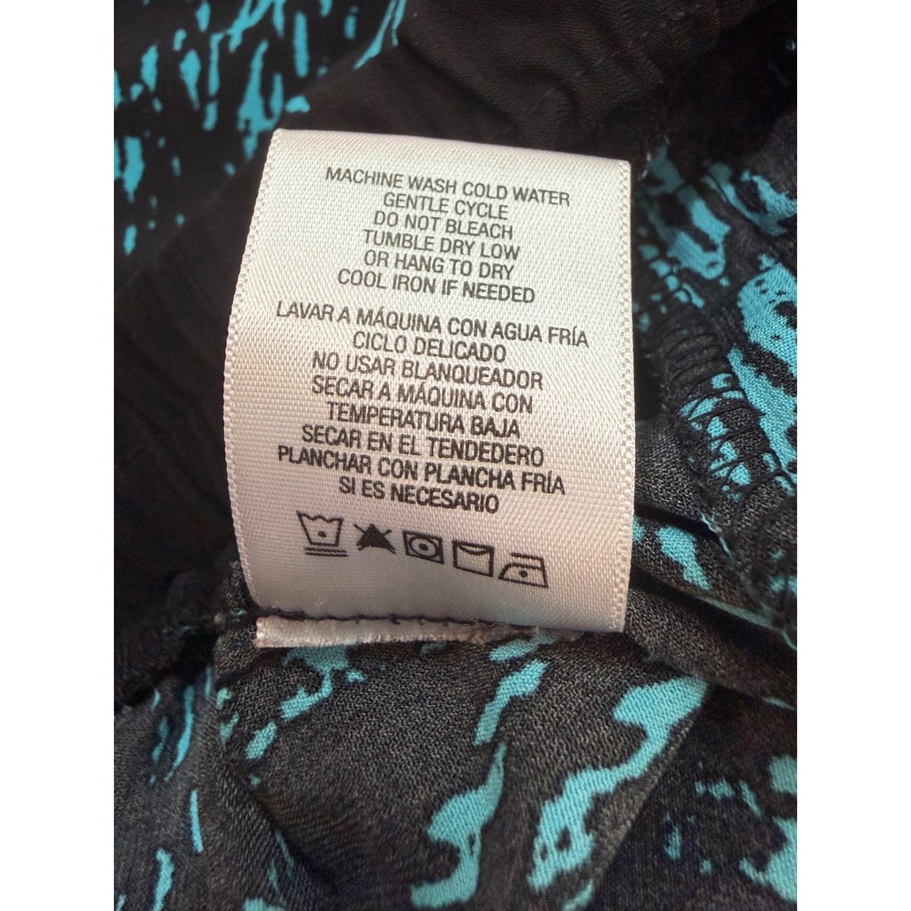 Bongo Womens Jogger Pants Large Black Teal Blue Abstract Print Zippers no pocket - Picture 7 of 8